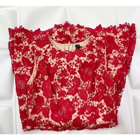 Label by Five Twelve Neiman Marcus Sz 10 Red Lace Crochet Dress Formal Cocktail - Picture 6 of 8